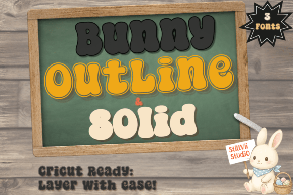 Bunny Outline Solid Trio: A Retro Display Typeface for Bold Branding