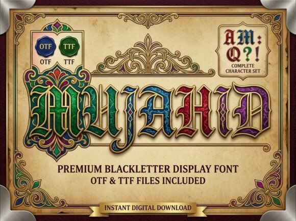 Mujahid: A Premium Blackletter Typeface for Editorial Design